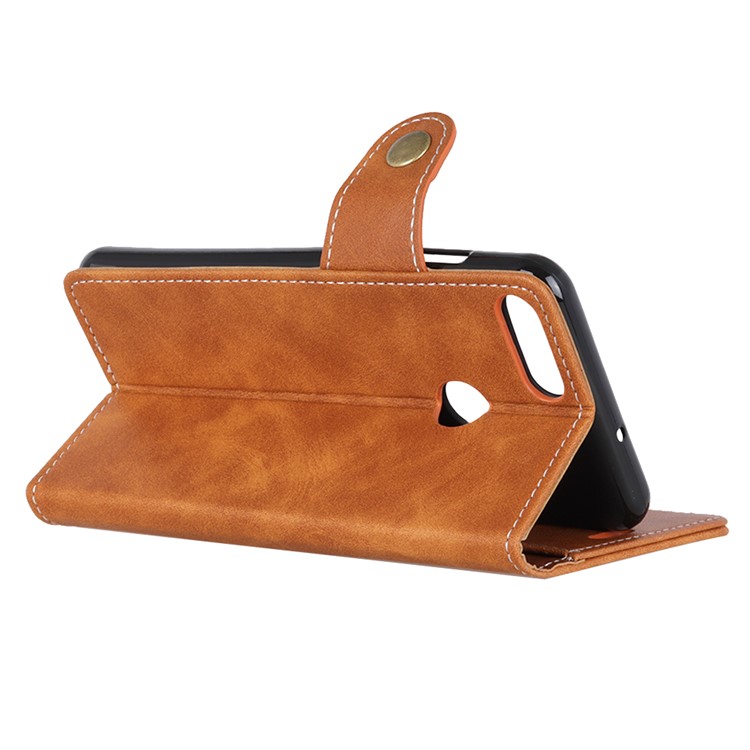 S Shape Surface PU Leather Shell Case with Stand Wallet for Motorola Moto E6 Play - Brown-4