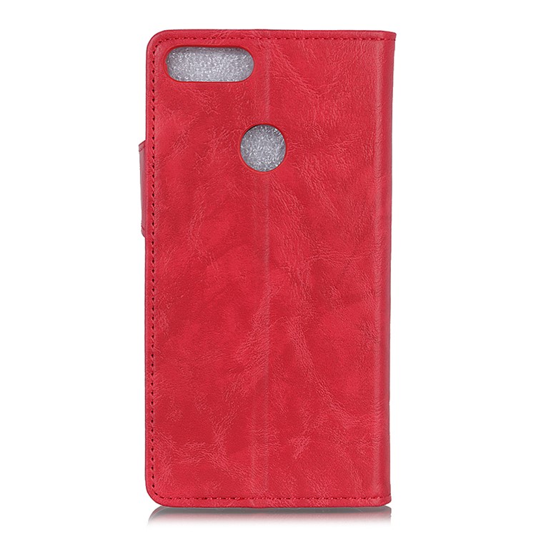 S Shape Crazy Horse Skin Leather Shell for Motorola Moto E6 Play - Red-3