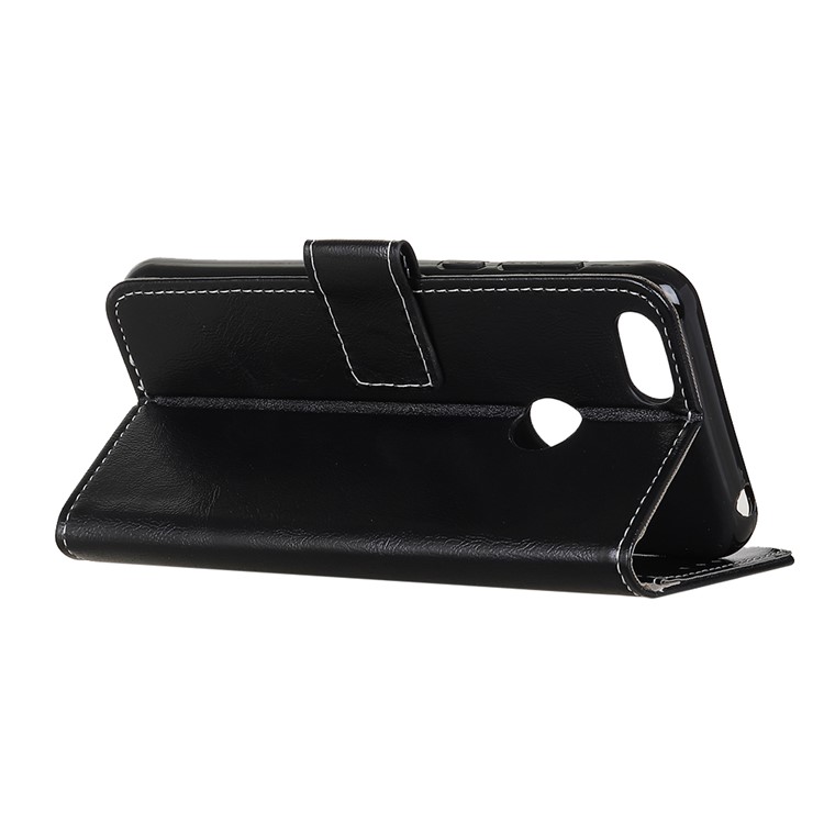 Crazy Horse Leather Wallet Stand Case for Motorola Moto E6 Play - Black-8