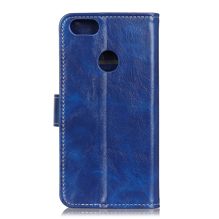 Crazy Horse Leather Wallet Stand Case for Motorola Moto E6 Play - Blue-2