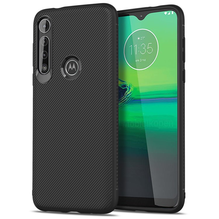 Jazz Series Twill Skin Surface TPU Casing for Motorola Moto G8 Play/One Macro - Black-2