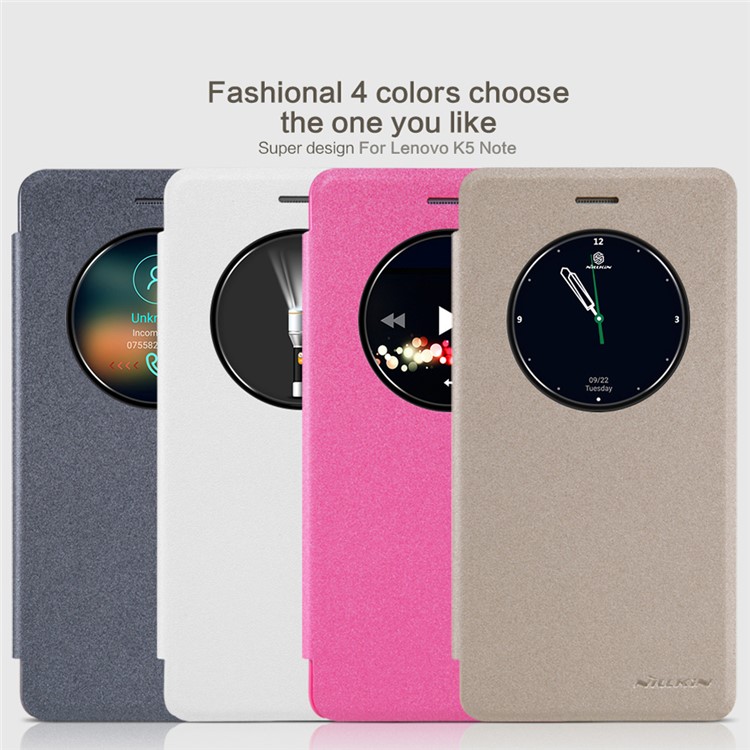 NILLKIN Sparkle for Lenovo K5 Note Smart View Window Flip Shell - Rose-8