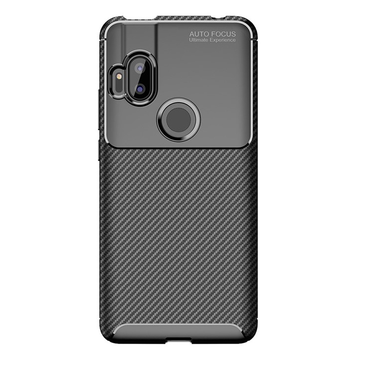 Anti-falling Carbon Fiber TPU Shell Case for Motorola One Hyper - Black-2