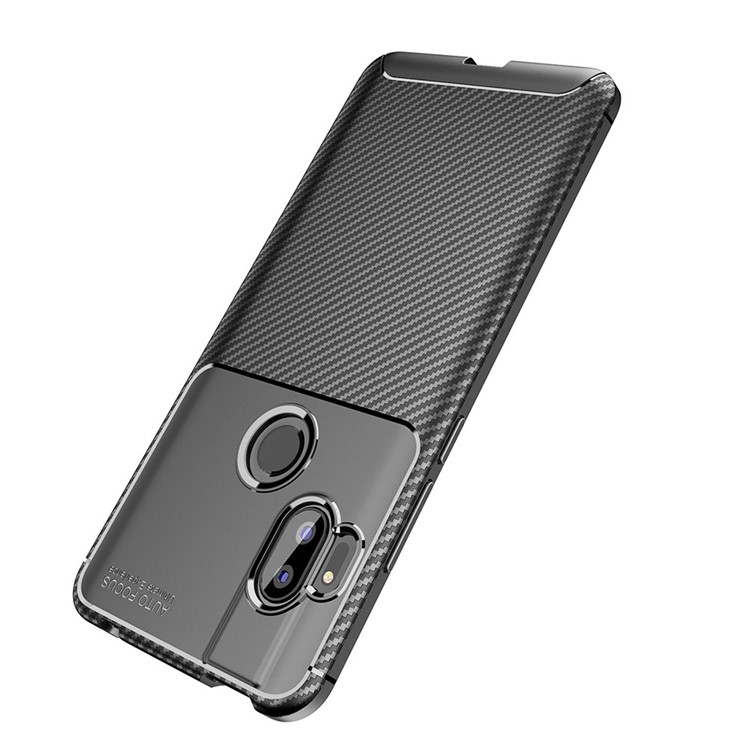 Anti-falling Carbon Fiber TPU Shell Case for Motorola One Hyper - Black-4