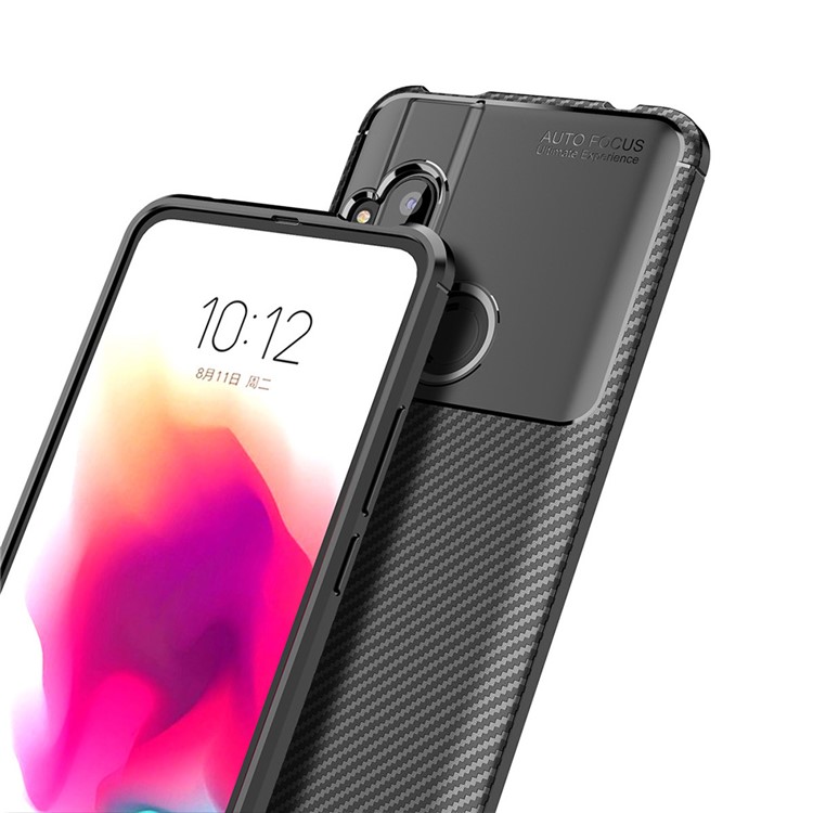 Anti-falling Carbon Fiber TPU Shell Case for Motorola One Hyper - Black-5