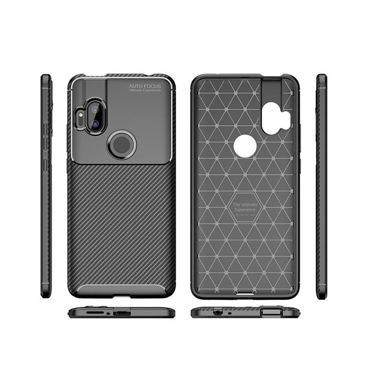 Anti-falling Carbon Fiber TPU Shell Case for Motorola One Hyper - Black-7