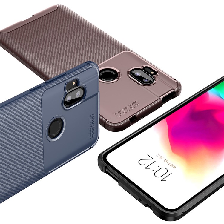 Anti-falling Carbon Fiber TPU Shell Case for Motorola One Hyper - Black-8