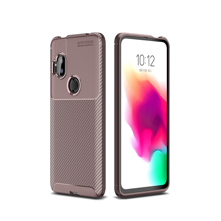 Anti-falling Carbon Fiber TPU Shell Case for Motorola One Hyper - Brown-1