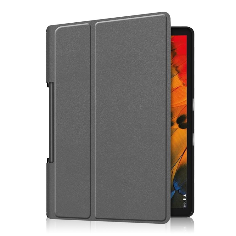 Tampa De Couro Anti-riscos Para Lenovo Yoga Smart Tab 10.1 / Tab 5 Yt-x705 Com Caixa De Tabuleta De Suporte - Cinza