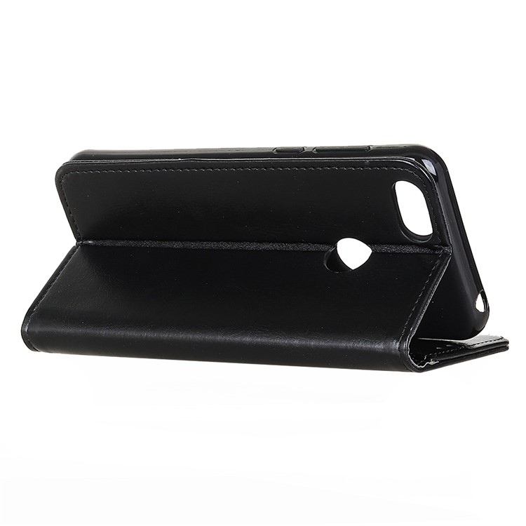 Crazy Horse Leather Wallet Stand Phone Case for Motorola Moto E6 Play - Black-4