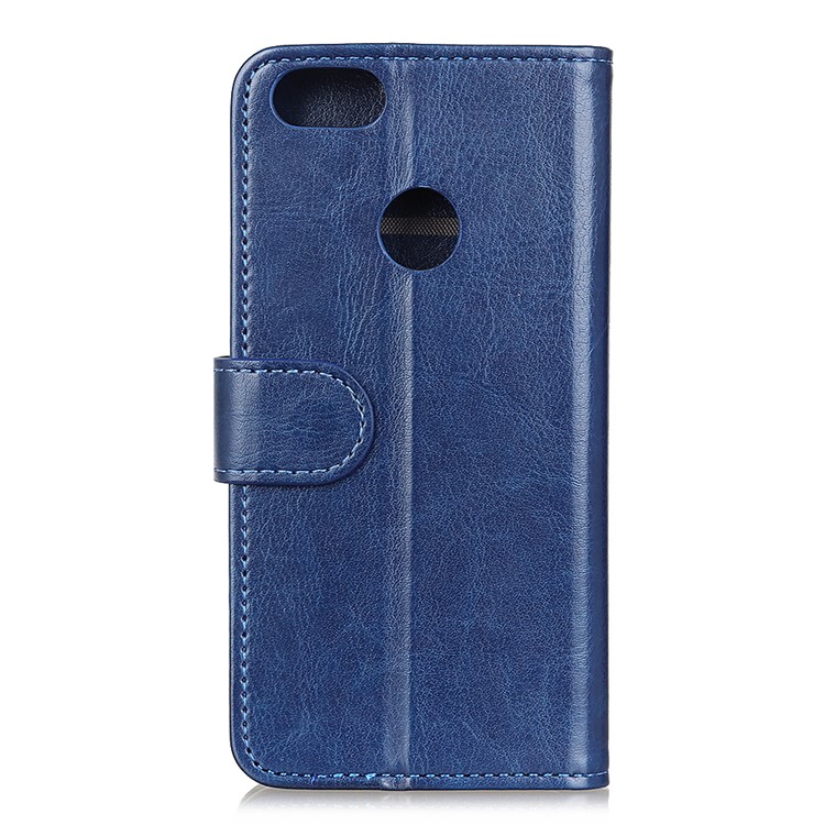 Crazy Horse Leather Wallet Stand Phone Case for Motorola Moto E6 Play - Blue-3