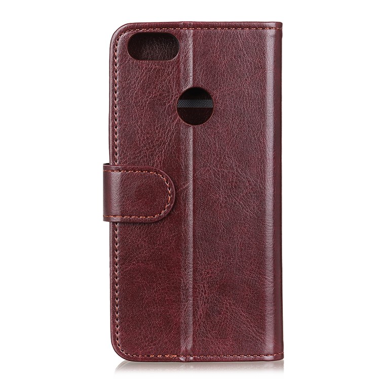 Crazy Horse Leather Wallet Stand Phone Case for Motorola Moto E6 Play - Brown-2