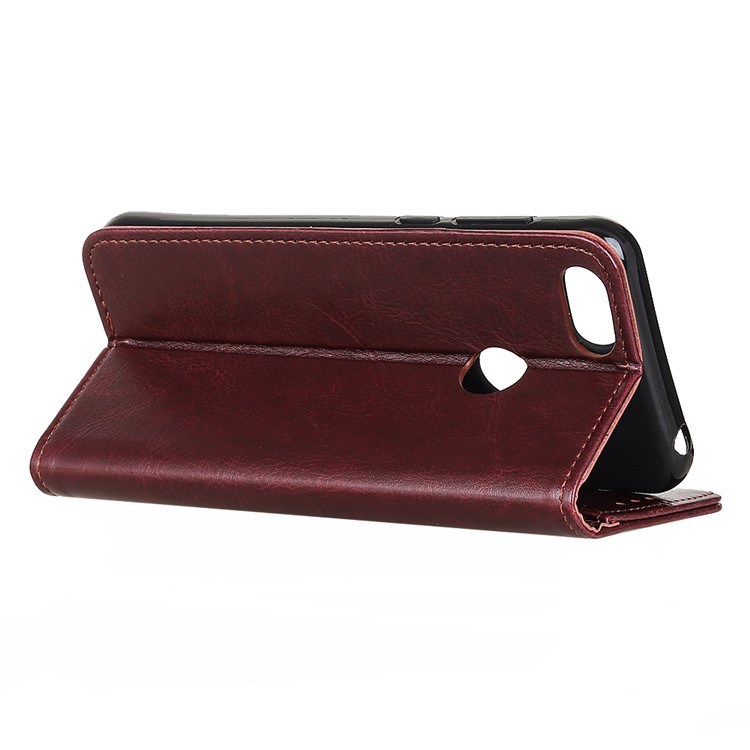 Crazy Horse Leather Wallet Stand Phone Case for Motorola Moto E6 Play - Brown-3