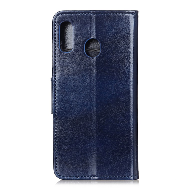 Glossy Surface Crazy Horse Skin Leather Cover Stand Wallet Casing for Motorola Moto E6 Plus/E6s (2019) - Blue-8
