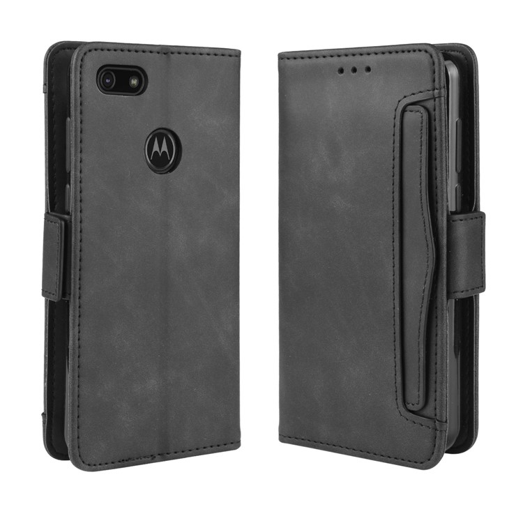 PU Leather Manuy Card Slots Casing for Motorola Moto E6 Play - Black-2