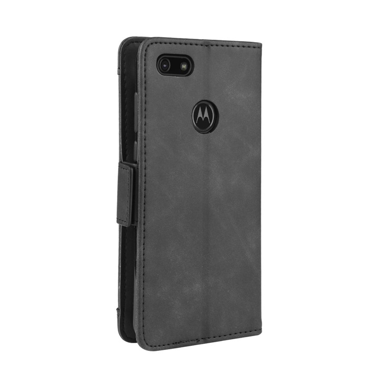 PU Leather Manuy Card Slots Casing for Motorola Moto E6 Play - Black-5