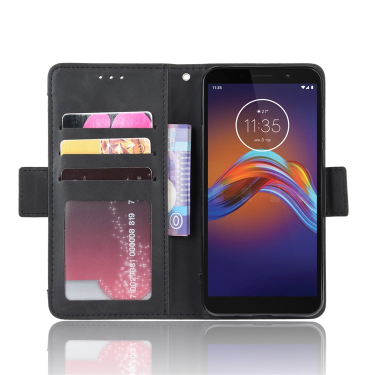PU Leather Manuy Card Slots Casing for Motorola Moto E6 Play - Black-7