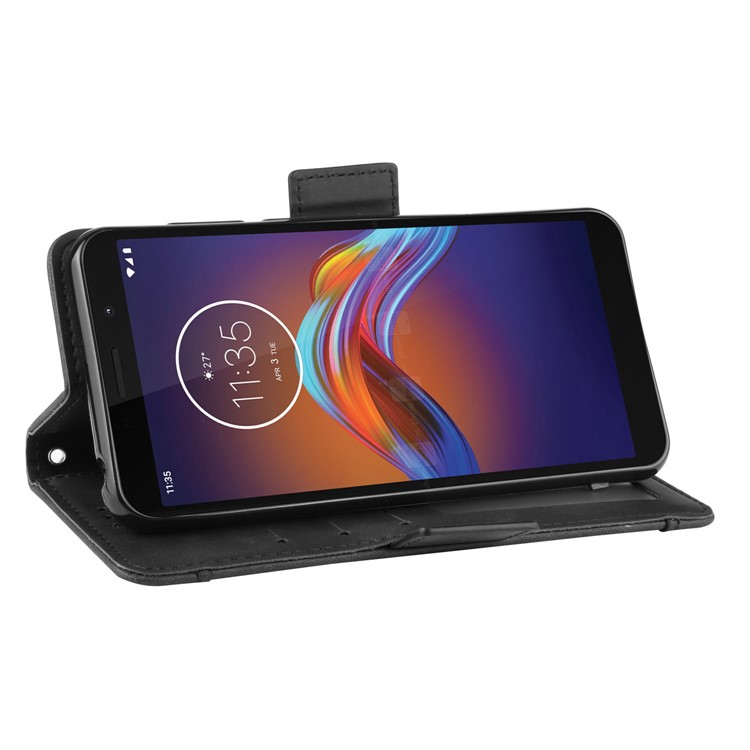 PU Leather Manuy Card Slots Casing for Motorola Moto E6 Play - Black-8