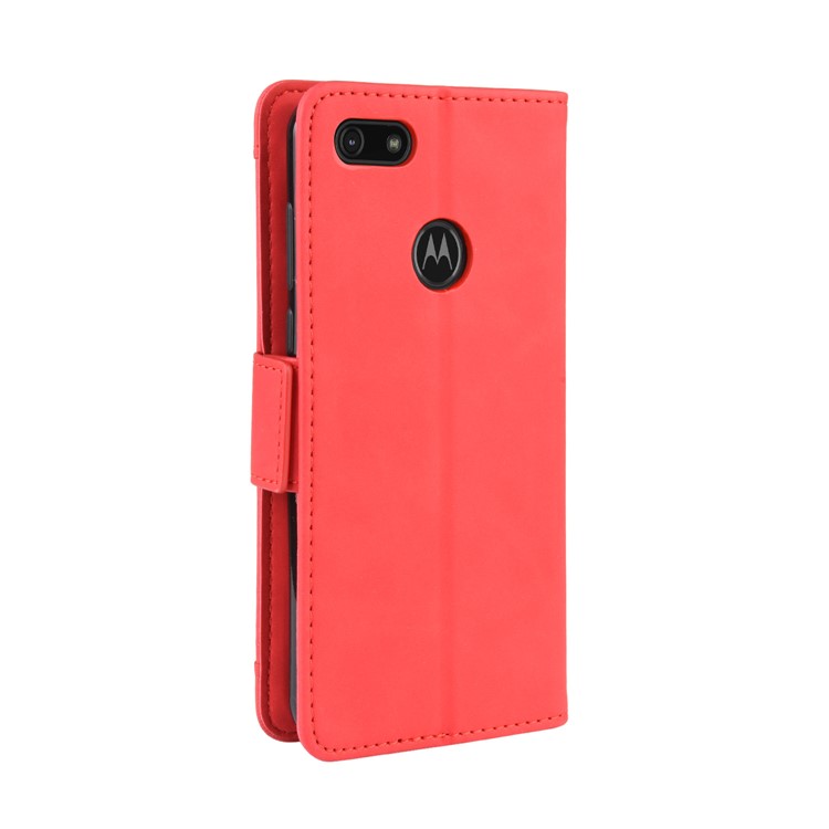 PU Leather Manuy Card Slots Casing for Motorola Moto E6 Play - Red-5