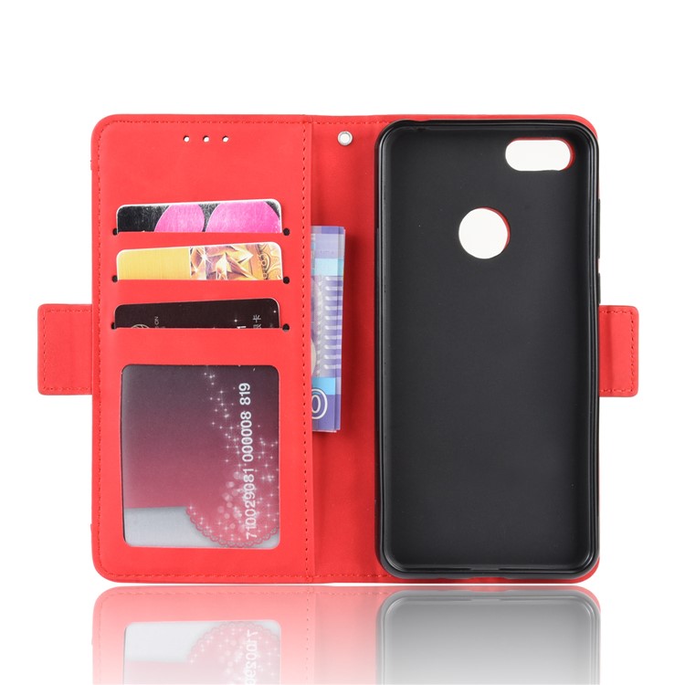 PU Leather Manuy Card Slots Casing for Motorola Moto E6 Play - Red-6
