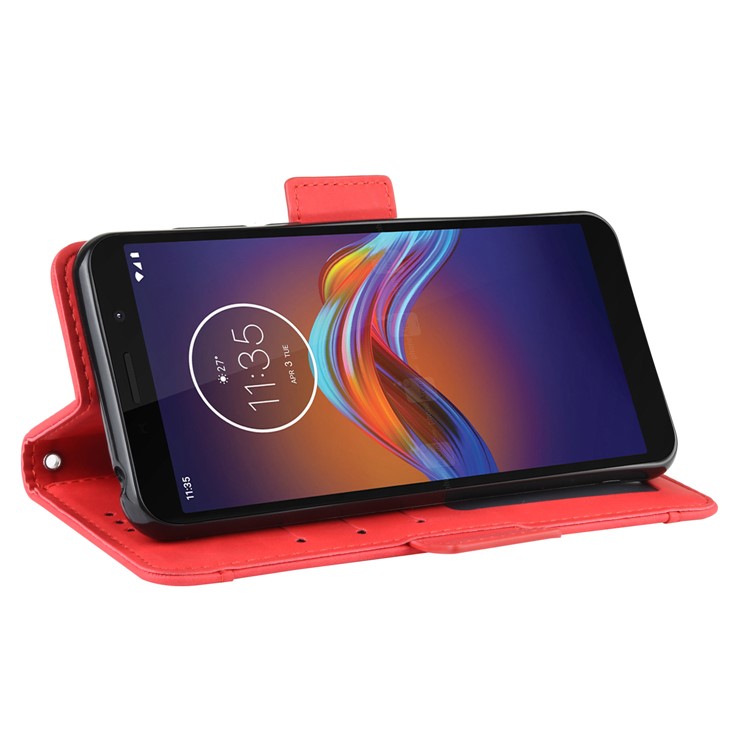 PU Leather Manuy Card Slots Casing for Motorola Moto E6 Play - Red-8