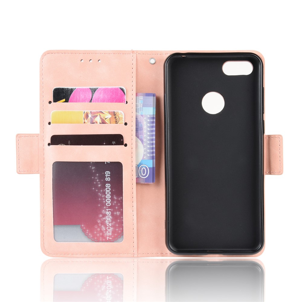 PU Leather Manuy Card Slots Casing for Motorola Moto E6 Play - Pink-6