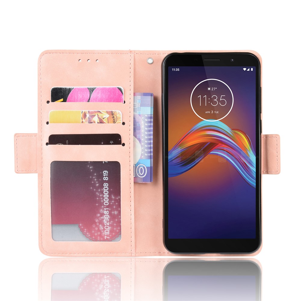 PU Leather Manuy Card Slots Casing for Motorola Moto E6 Play - Pink-8