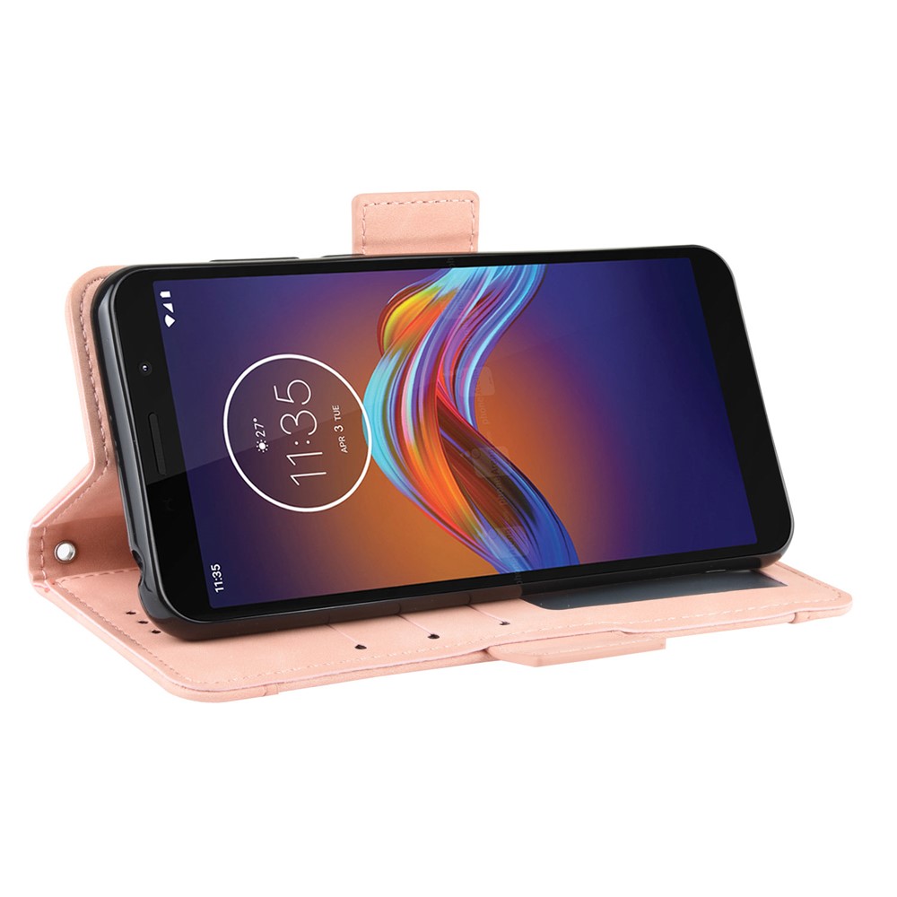 PU Leather Manuy Card Slots Casing for Motorola Moto E6 Play - Pink-9