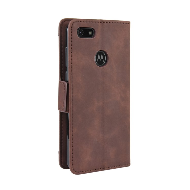 PU Leather Manuy Card Slots Casing for Motorola Moto E6 Play - Coffee-5