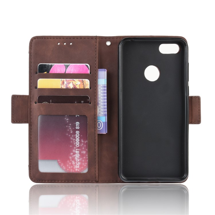 PU Leather Manuy Card Slots Casing for Motorola Moto E6 Play - Coffee-6