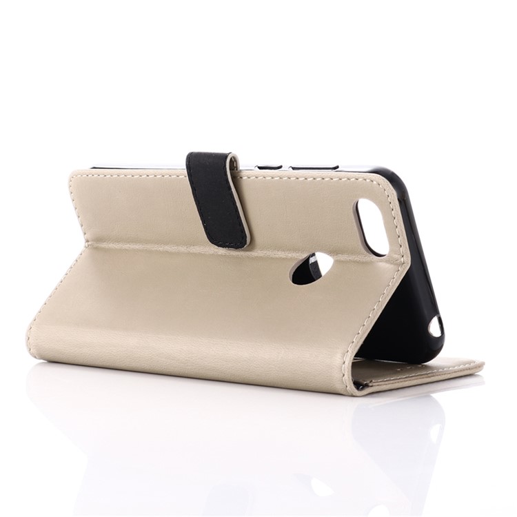 Vintage Crazy Horse Leather Wallet Phone Cover for Motorola Moto E6 Play - Grey-4