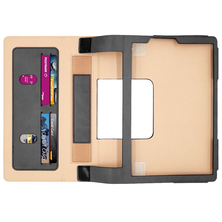 Business Style Flip Leather Stand Tablet Shell Com Slots de Cartão Para Lenovo Yoga Smart Tab 10.1 - Preto