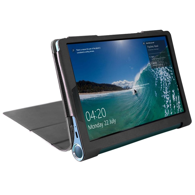 Business Style Flip Leth Stand Tablet Shell Con Slot di Carte Per Lenovo Yoga Smart Tab 10.1 - Nero-8