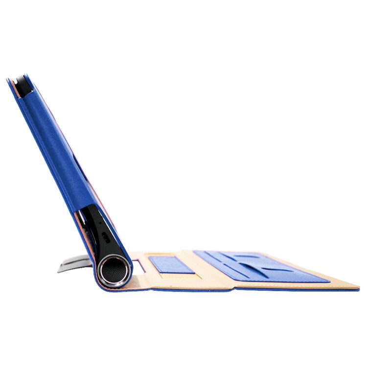 Business Style Flip Leth Stand Tablet Shell Con Slot di Carte Per Lenovo Yoga Smart Tab 10.1 - Blu