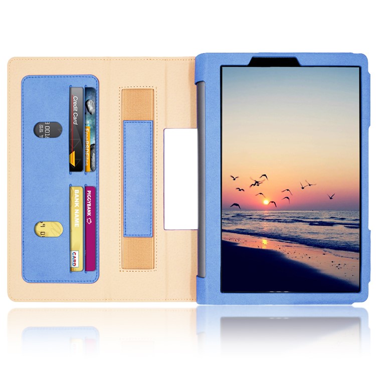 Business Style Flip Leather Stand Tablet Shell Com Slots de Cartão Para Lenovo Yoga Smart Tab 10.1 - Azul-17