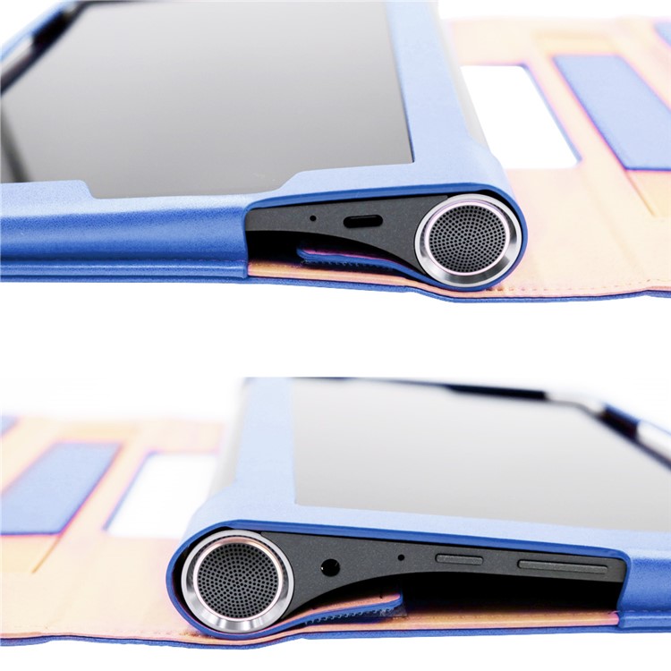 Estilo de Negocios Flip Leather Stand Stand Shell Con Ranuras Para Tarjetas Para Lenovo Yoga Smart Tab 10.1 - Azul