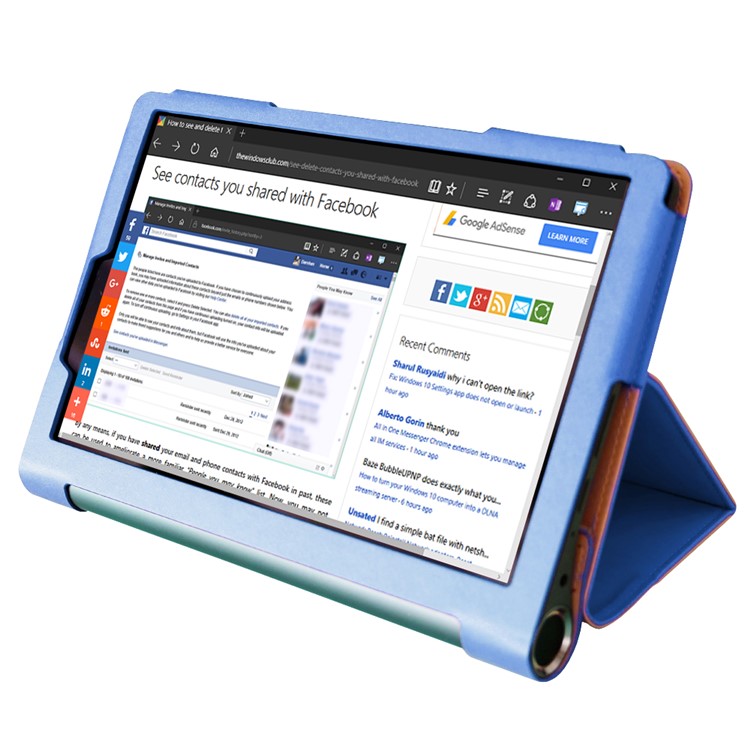 Business Style Flip Leather Stand Tablet Shell Com Slots de Cartão Para Lenovo Yoga Smart Tab 10.1 - Azul-31