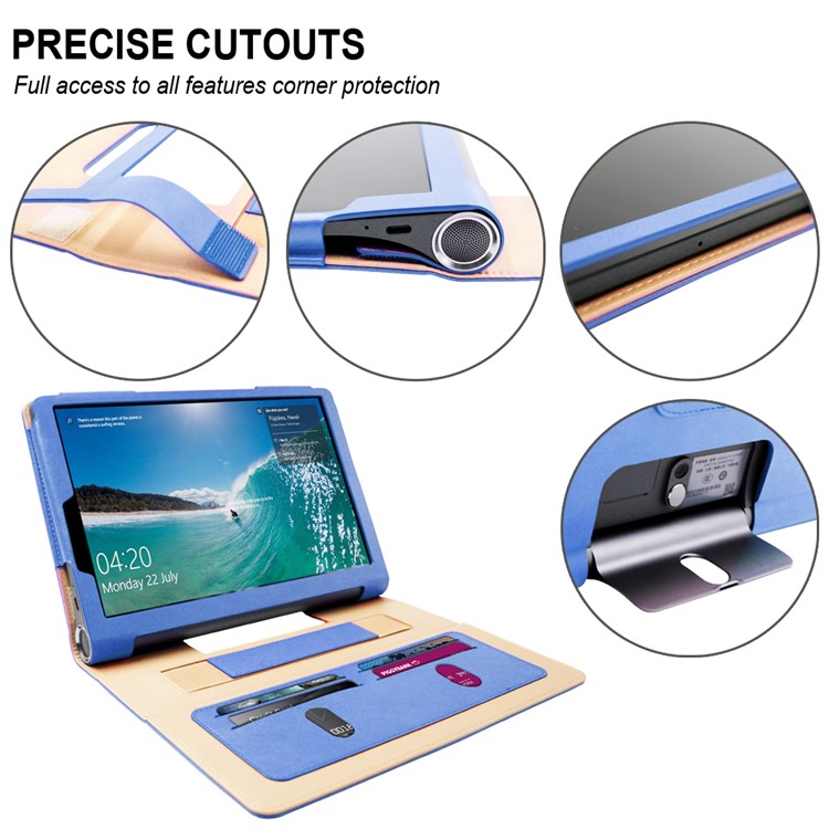 Business Style Flip Leather Stand Tablet Shell with Card Slots for Lenovo Yoga Smart Tab 10.1 - Blue-7