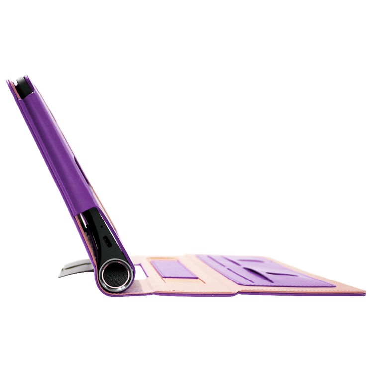 Business Style Flip Leather Stand Tablet Shell Com Slots de Cartão Para Lenovo Yoga Smart Tab 10.1 - Roxo-15