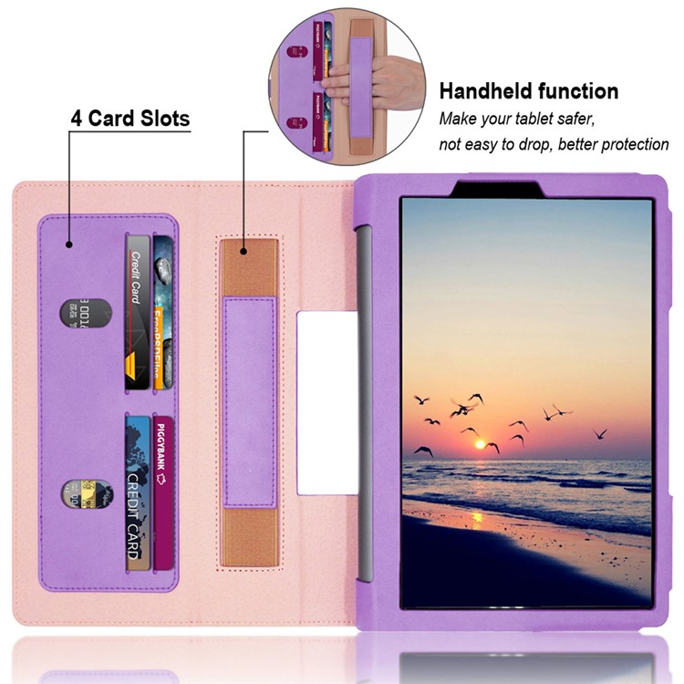 Business Style Flip Leather Stand Tablet Shell with Card Slots for Lenovo Yoga Smart Tab 10.1 - Purple-2