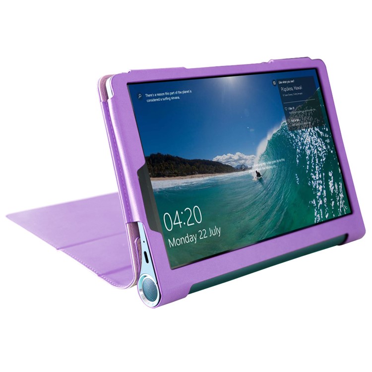 Business Style Flip Leth Stand Tablet Shell Con Slot di Carte Per Lenovo Yoga Smart Tab 10.1 - Viola