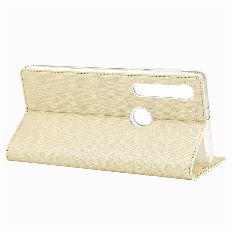 VILI DMX Cross Texture Leather Stand Case with Card Slot for Motorola One Macro / Moto G8 Play - Gold-7