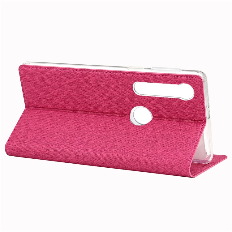 VILI DMX Cross Texture Leather Stand Case with Card Slot for Motorola One Macro / Moto G8 Play - Rose-7
