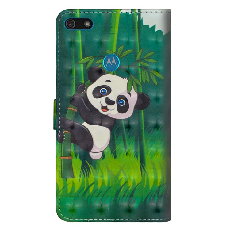 Light Spot Decor Patterned Leather Wallet Shell for Motorola Moto E6 Play - Panda-3