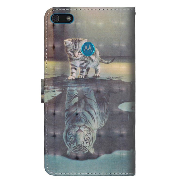 Light Spot Decor Patterned Leather Wallet Shell for Motorola Moto E6 Play - Cat-3