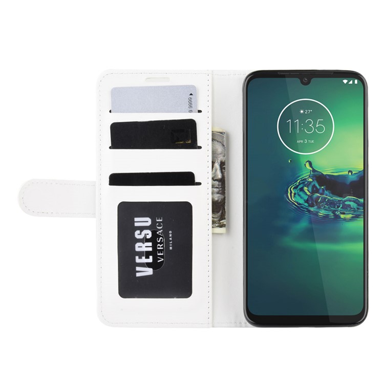 Crazy Horse Wallet Stand Leather Mobile Cover for Motorola Moto G8 Plus - White-5