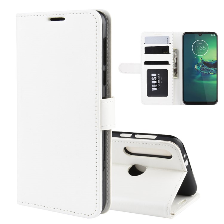 Crazy Horse Wallet Stand Leather Mobile Cover for Motorola Moto G8 Plus - White-8