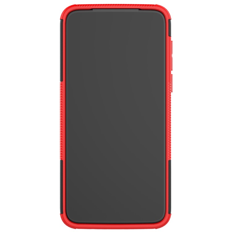 Anti-slip PC + TPU Hybrid Case with Kickstand for Motorola Moto G8 Plus - Red-4