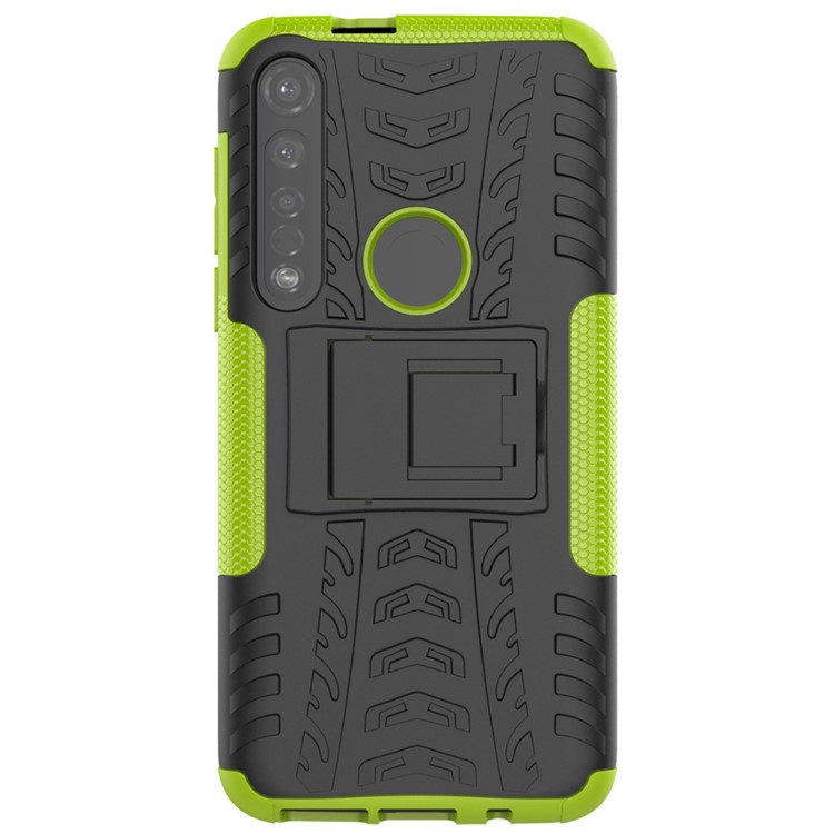 Anti-slip PC + TPU Hybrid Case with Kickstand for Motorola Moto G8 Plus - Green-3
