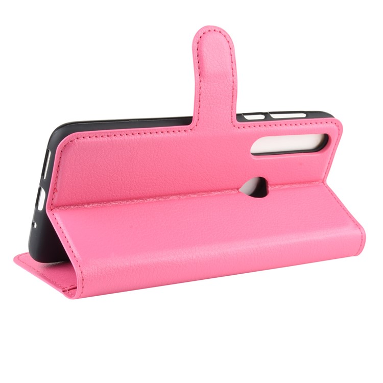Litchi Skin Wallet Leather Stand Wallet Phone Covering Case for Motorola Moto G8 Plus - Rose-5